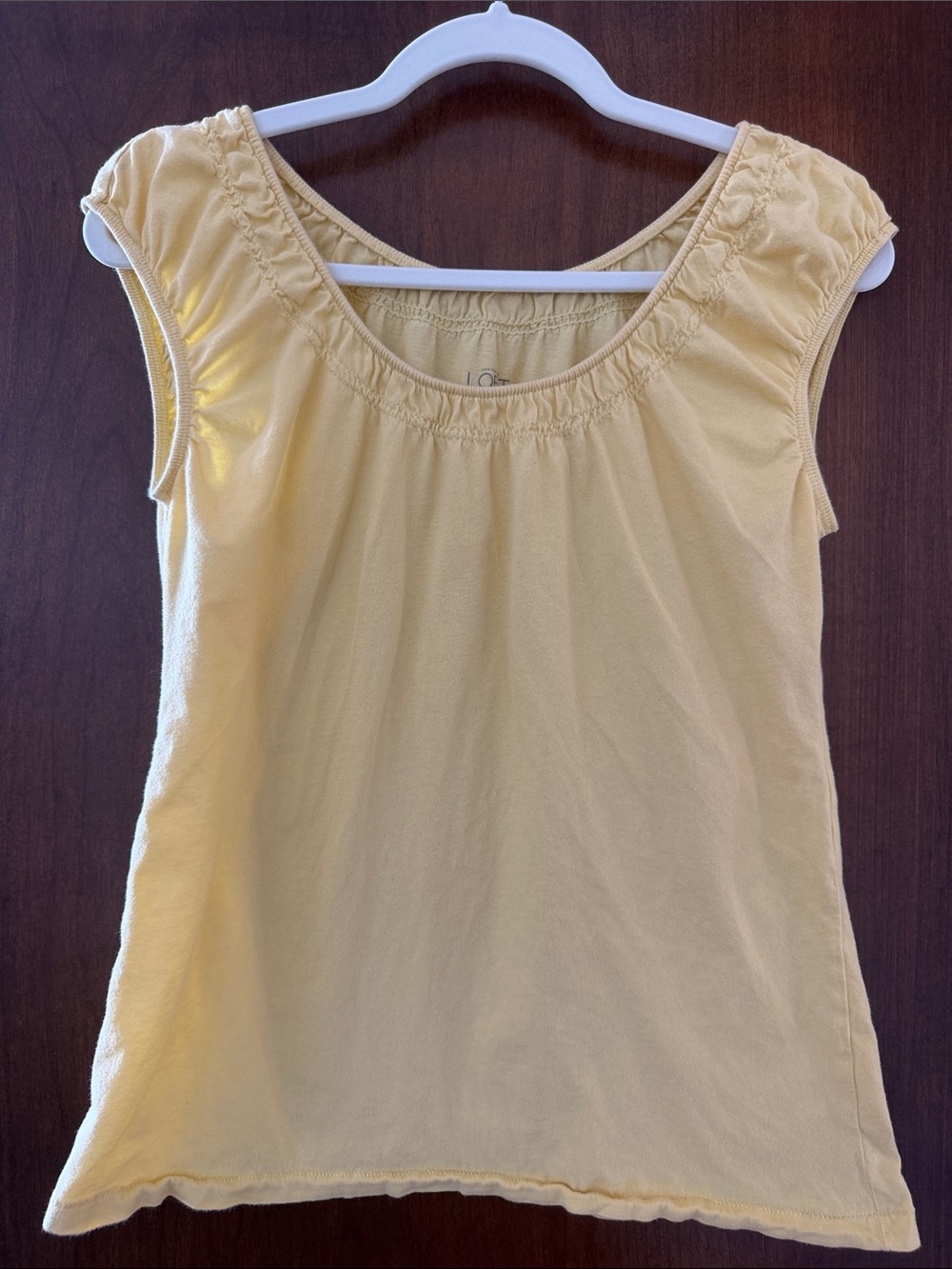 LOFT Soft Yellow Scoop Neck Cap Sleeve Tank